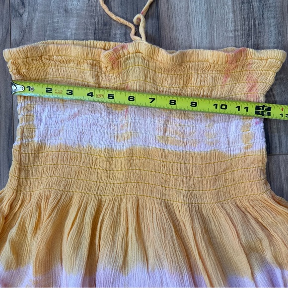 Cleopatra Halter Red Pink Yellow Tie Dye One Size Free Size Spring/Summer Dress - Picture 10 of 11
